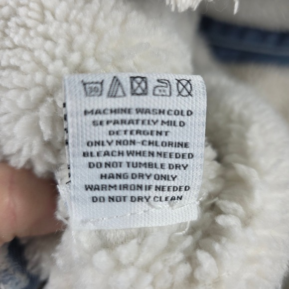 Denim Sherpa Jacket 2XL Tiger Embroidered Distressed Streetwear Legends Rose Bee - Picture 8 of 12